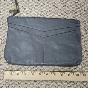 Vintage Etra Gray Genuine Leather‎ Clutch Wristlet Purse – 10" Zip Pouch